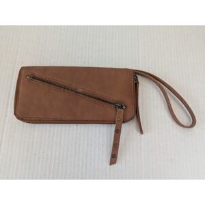Free People Vegan Wristlet Wallet Card Holder Brown 8"x4"